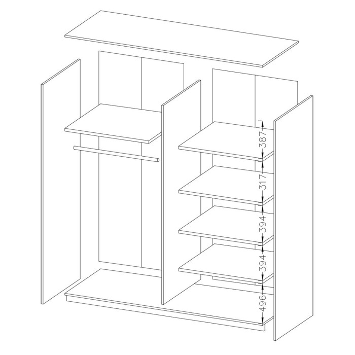 Armoire design 2 portes 180 cm avec miroir. Couleur blanc brillant. Collection EOS