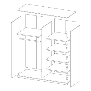 Armoire design 2 portes 180cm couleur chêne clair et blanc. Collection EOS