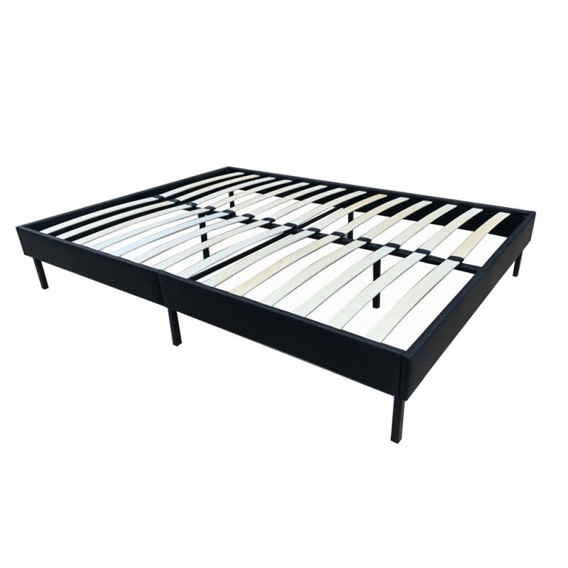 Structure de lit simple 140x200 collection GUAM. Coloris noir.