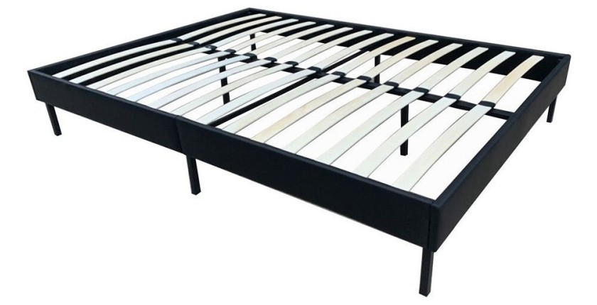 Structure de lit simple 140x200 collection GUAM. Coloris noir.