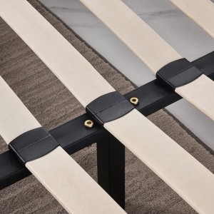 Structure de lit simple 140x200 collection GUAM. Coloris noir.