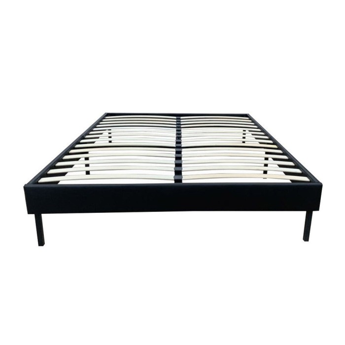 Structure de lit simple 140x200 collection GUAM. Coloris noir.