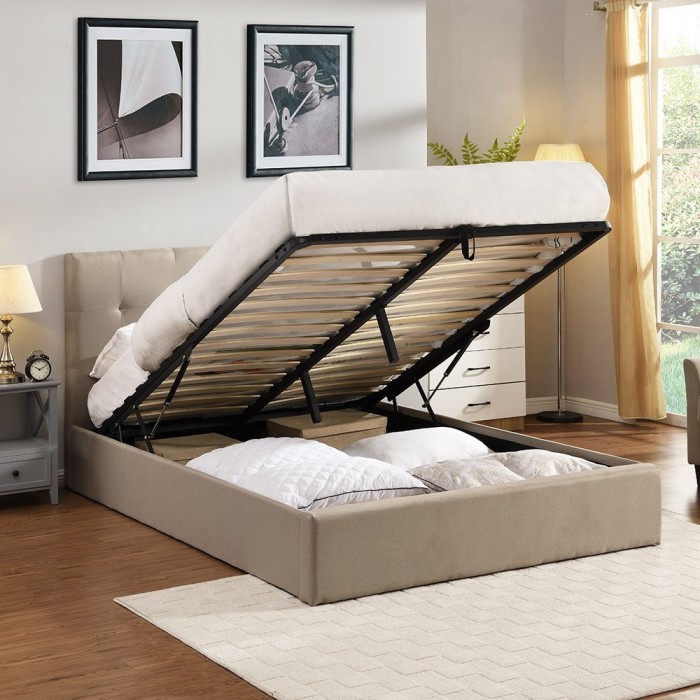 Lit coffre collection DESERT - Couleur beige - 160x200cm - Sommier inclus