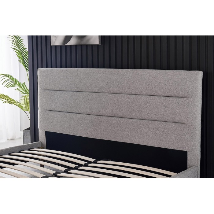 Lit collection SIENNE - Couleur grise - 140x200cm - Sommier inclus