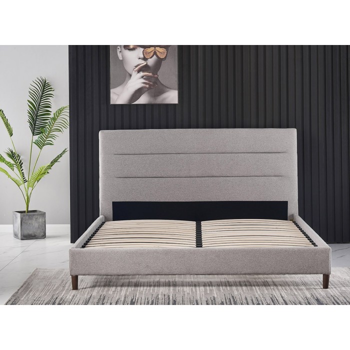 Lit collection SIENNE - Couleur grise - 180x200cm - Sommier inclus