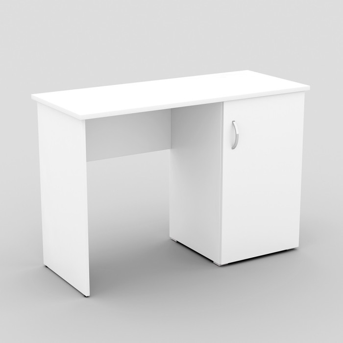 Bureau droit design avec caisson de rangement 1 porte collection ARLEE coloris blanc.