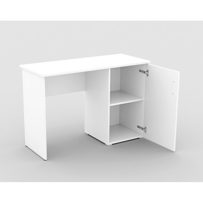 Bureau droit design avec caisson de rangement 1 porte collection ARLEE coloris blanc.