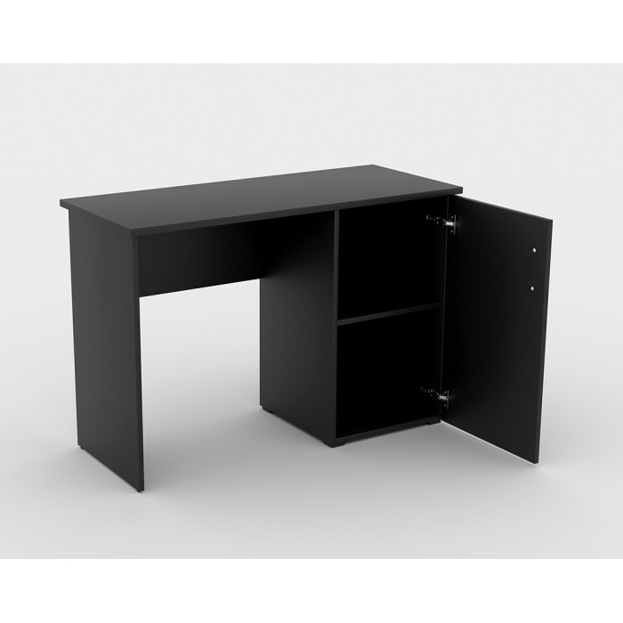 Bureau droit design avec caisson de rangement 1 porte collection ARLEE coloris noir.