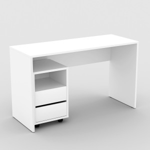 Bureau droit design avec caisson de rangement collection KINSALE coloris blanc.