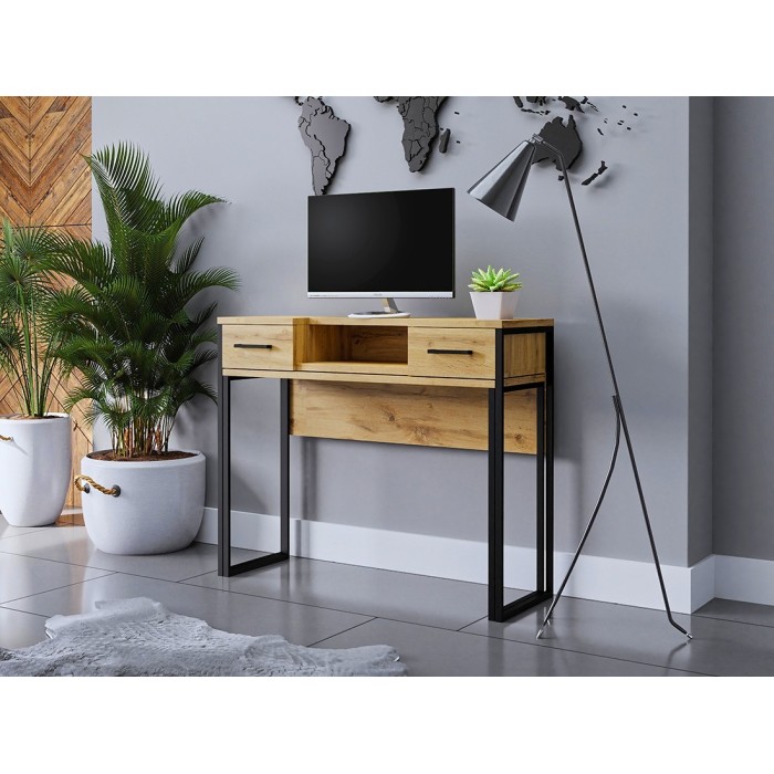 Ensemble Bibliothèque et Console extensible en Bureau avec nombreux rangements collection JASPER.