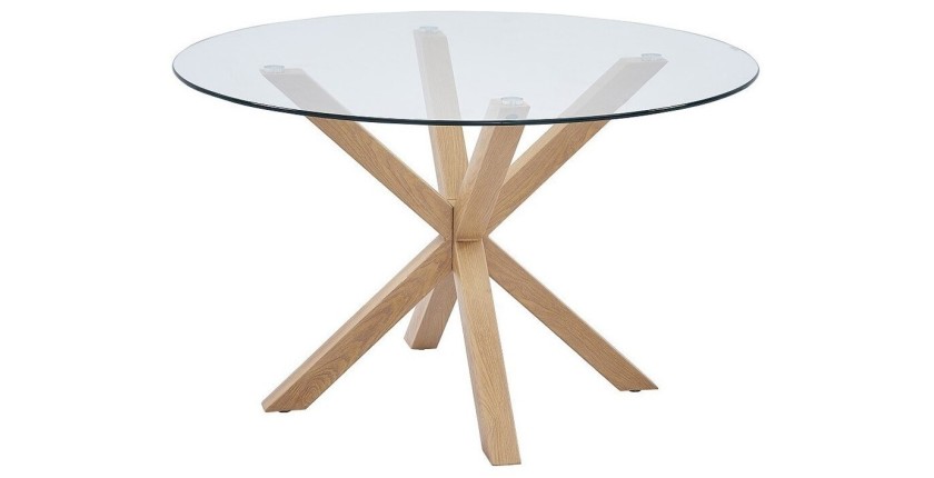 Table à manger ronde ALEX, ø120cm - verre et métal- Style Moderne