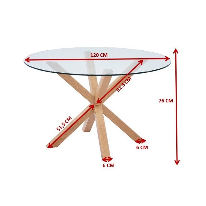Table à manger ronde ALEX, ø120cm - verre et métal- Style Moderne