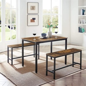 Ensemble table et bancs en bois style industriel collection TAMPA.