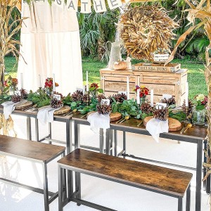 Ensemble table et bancs en bois style industriel collection TAMPA.