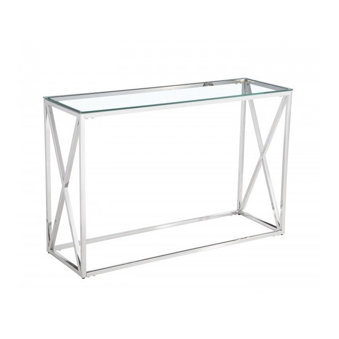 Console design collection MERCURE en métal et verre trempé.