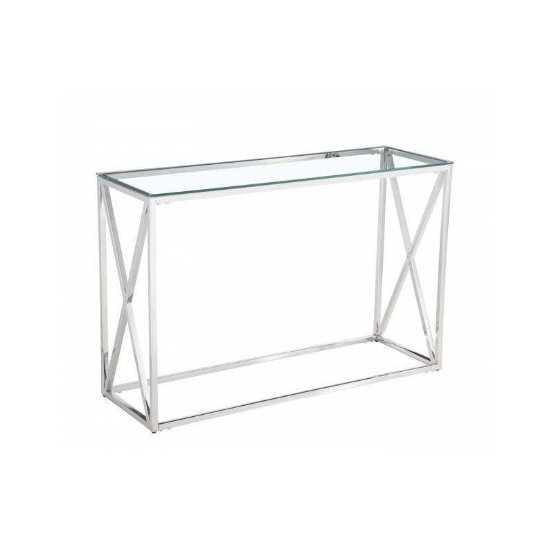 Console design collection MERCURE en métal et verre trempé.