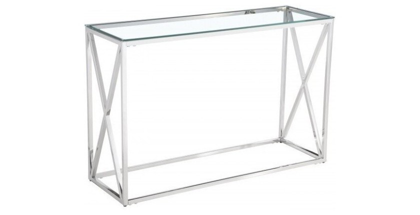 Console design collection MERCURE en métal et verre trempé.
