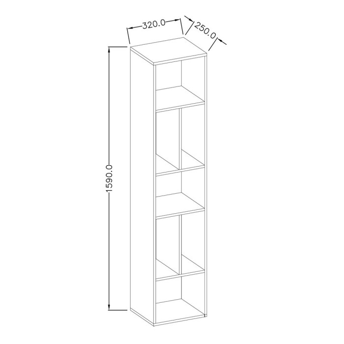 Bibliothèque suspendue 160x32cm collection OHIO. Coloris gris anthracite et chêne.