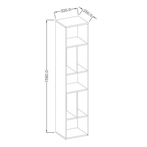 Bibliothèque suspendue 160x32cm collection OHIO. Coloris blanc et finitions effet chêne.