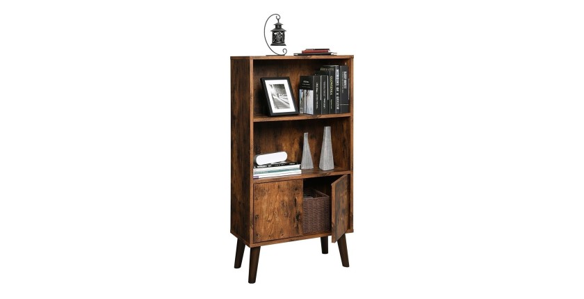 Bibliothèque style rustique collection Austin. Coloris bois foncé.