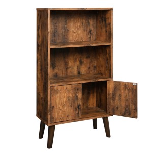 Bibliothèque style rustique collection Austin. Coloris bois foncé.