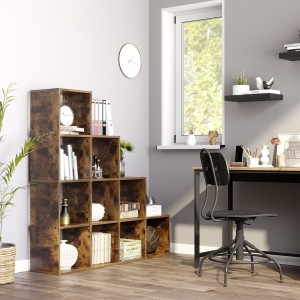 Bibliothèque escalier style rustique collection IOWA. Coloris bois foncé.