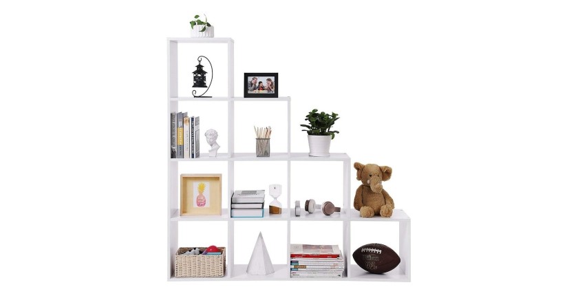 Bibliothèque escalier style design collection IOWA. Coloris blanc.