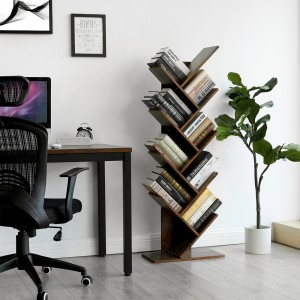 Bibliothèque arbre style rustique collection AUSTIN. Coloris bois foncé.