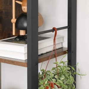 Bibliothèque 4 étages style rustique collection Austin. Coloris bois foncé.