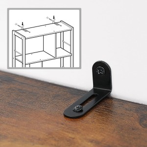 Bibliothèque style rustique collection Austin. Structure en métal. Coloris bois foncé et noir.