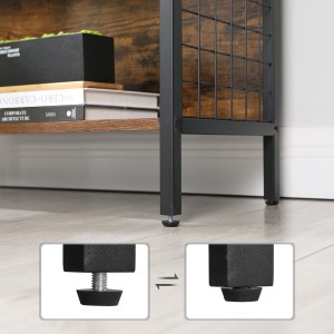 Bibliothèque style rustique 4 niveaux collection Austin. Structure en métal. Coloris bois foncé et noir.