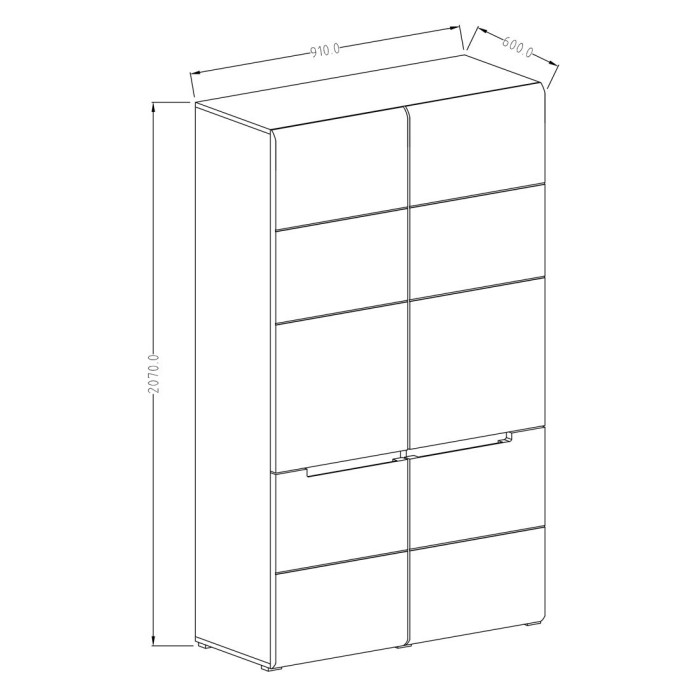 Armoire de rangement coloris gris collection LUCIA. Meuble design idéal pour votre salle à manger.