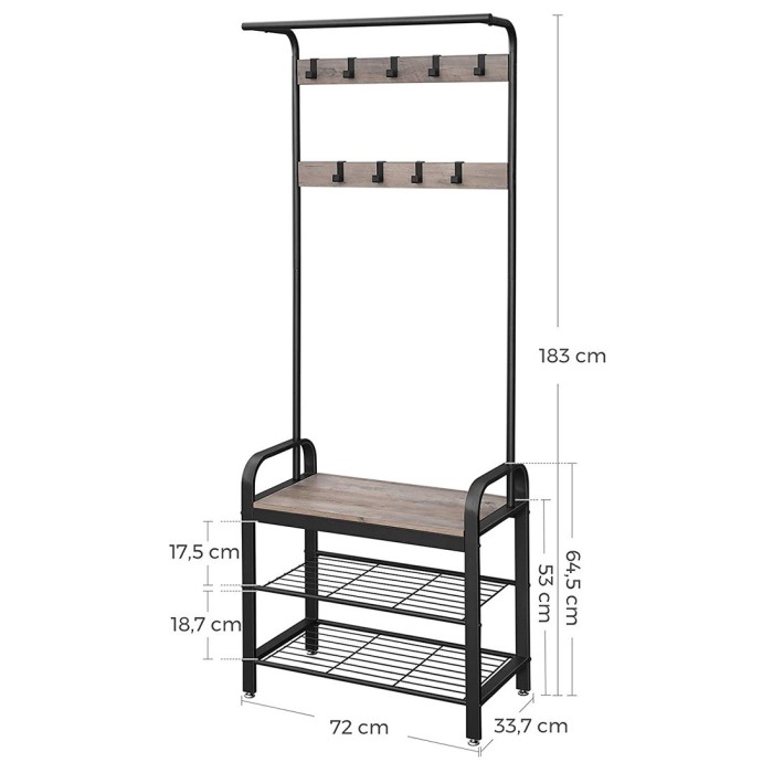 Portant collection CALI coloris bois clair. Meuble d'entrée avec penderie et rangement chaussures intégrés