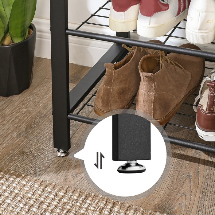 Portant collection PUSH coloris gris effet bois. Meuble d'entrée avec penderie et rangement chaussures intégrés