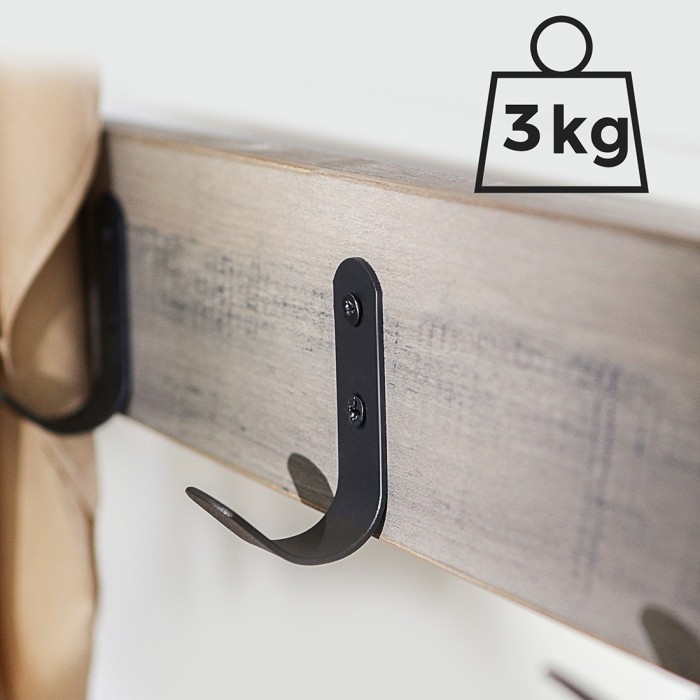 Portant collection PUSH coloris gris effet bois. Meuble d'entrée avec penderie et rangement chaussures intégrés