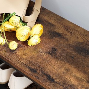 Portant collection NASHVILLE coloris bois et noir. Meuble d'entrée avec penderie et rangement chaussures intégrés