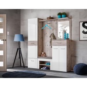 Meuble d'entrée - ONYX 3 - Coloris chêne et blanc