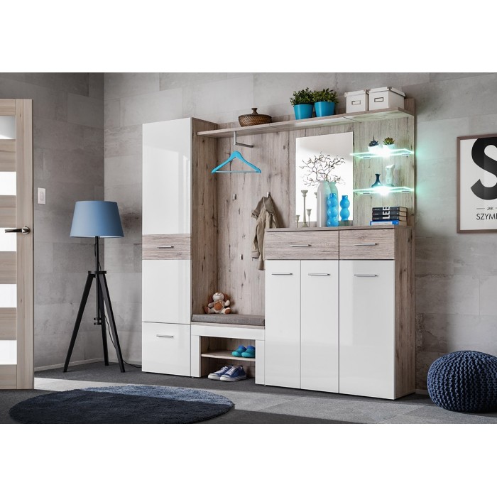 Meuble d'entrée - ONYX 4 - Coloris chêne et blanc