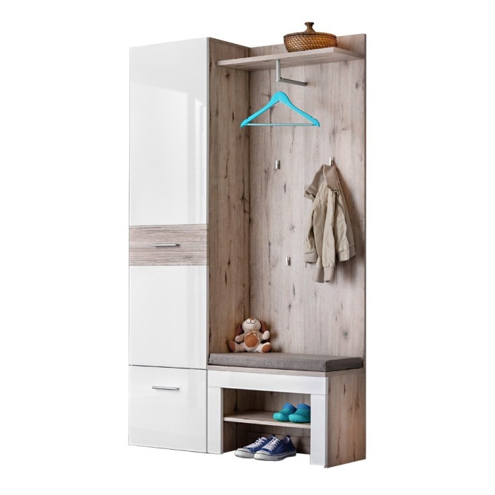 Meuble d'entrée - ONYX 5 - Coloris chêne et blanc