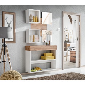 Meuble d'entrée - TORTH 4 - Coloris chêne et blanc