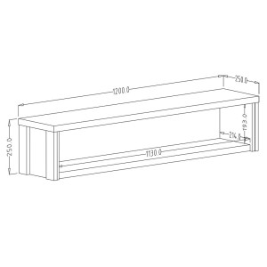 Etagère 120cm collection WINDSOR. Coloris gris anthracite et chêne foncé.