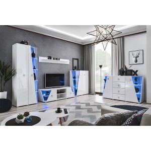 Etagère design 150cm collection SPIKE . Couleur blanc mat