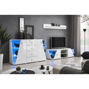 Etagère design 150cm collection SPIKE . Couleur blanc mat