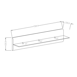 Étagère murale en verre LUCIA, 170cm, design et moderne, coloris gris