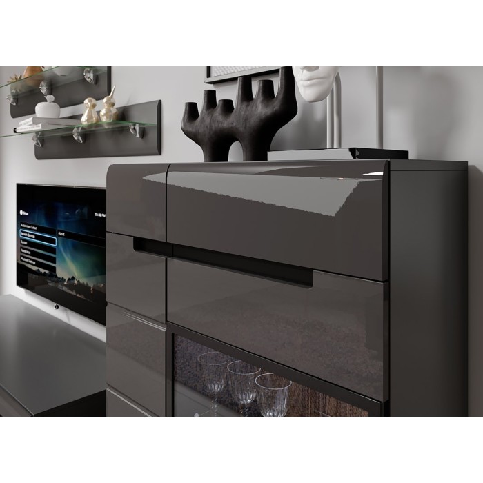 Étagère murale en verre LUCIA, 170cm, design et moderne, coloris gris