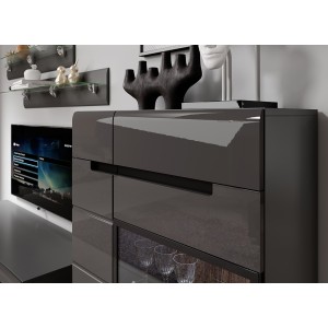 Étagère murale en verre LUCIA, 170cm, design et moderne, coloris gris