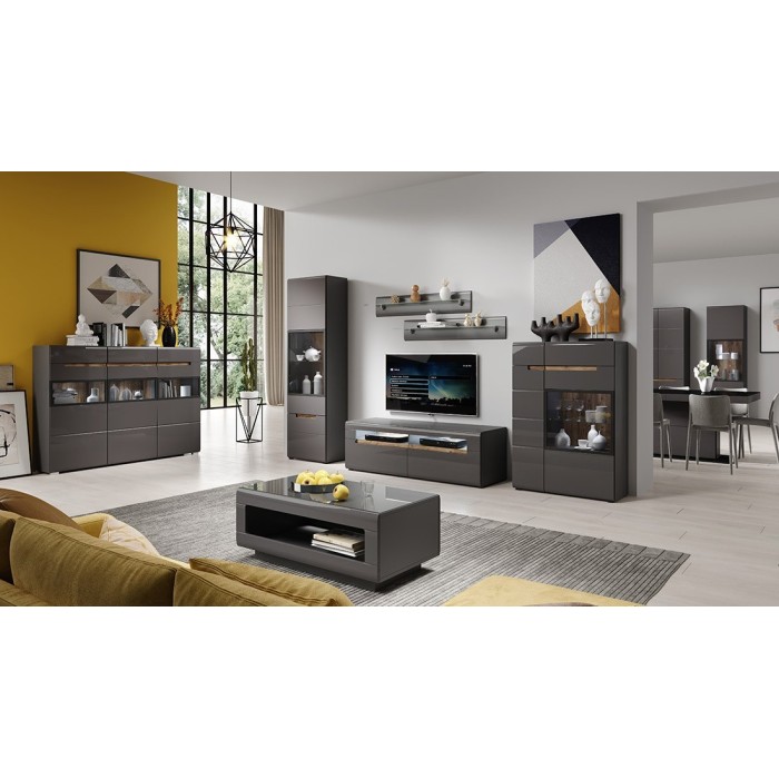 Étagère murale en verre LUCIA, 170cm, design et moderne, coloris gris