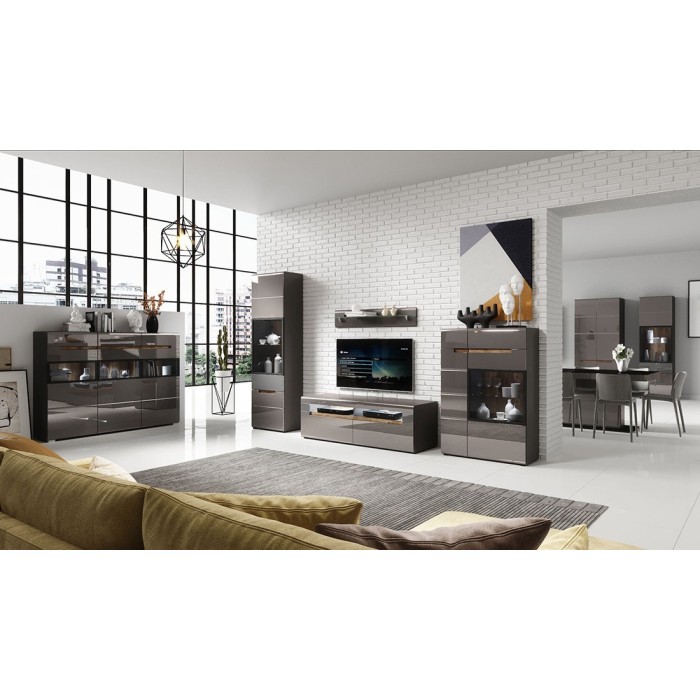 Étagère murale en verre LUCIA, 170cm, design et moderne, coloris gris