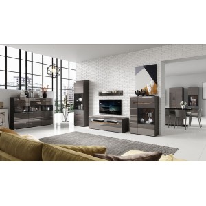 Étagère murale en verre LUCIA, 170cm, design et moderne, coloris gris