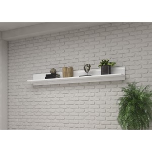 Étagère murale design 180cm coloris blanc mat et blanc brillant. Collection BREDA.